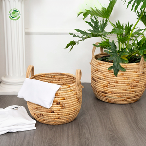 Juego de 2 Cestas Multiusos de Jacinto de Agua con Asas, Cestas de Almacenamiento Hechas a Mano, Venta al por Mayor, Ecológicas, Hechas en Vietnam - Product Image 2