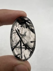 Quartz Rutile Noir Naturel Cabochon Ovale Pierre Précieuse Libre INDIA GEMS 38x22x7MM Effet de Couleur pour la Fabrication de Bijoux Vente en Gros - Product Image 3