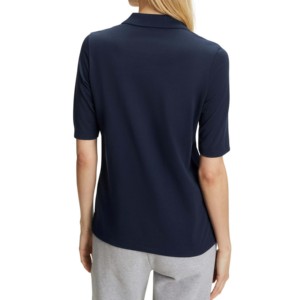 Camiseta de Manga Corta Azul Marino para Mujer, Transpirable, 100% Algodón, Tejido de Punto, Color Sólido, Estilo Casual - Product Image 2