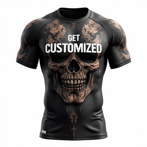 Rashguard MMA à manches courtes personnalisé, impression par sublimation, BJJ Jiu Jitsu Grappling Gym Fitness Training Performance - Product Image 1