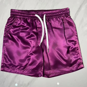 Pantalones cortos de satén para hombre, lisos, con cordón en la cintura, informales, transpirables, talla grande, pantalones cortos de seda para dormir. - Product Image 6