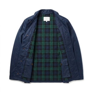 100% Cotton Wax Cotton Canvas Plaid Winter Jacket High Quality Men's Casual Breathable Quick Dry Polyester Wadding Front Logo - Product Image 2