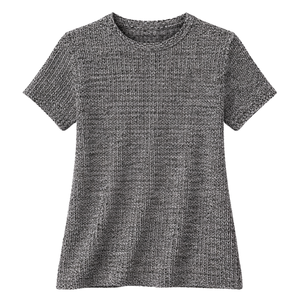 เสื้อถักเนื้อผ้ามีเท็กซ์เจอร์สำหรับผู้หญิง แขนสั้น คอกลม ทรงเข้ารูป สวมใส่สบายในฤดูร้อน เสื้อพูลโอเวอร์เนื้อนุ่ม ยืดหยุ่นได้ สง่างาม เหมาะสำหรับใส่ทุกวัน - Product Image 1