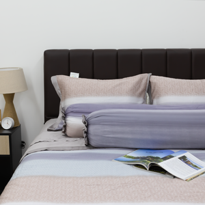 Venta al por mayor de algodón egipcio de lujo personalizado 1,8 m (6ft) Rosa sólido impreso patrón cama edredón 300tc tejido Europeo Americano - Product Image 5