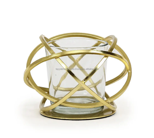 Portavelas de hierro de metal hecho a mano chapado en oro negro para decoración navideña decoración de boda de la India - Product Image 6