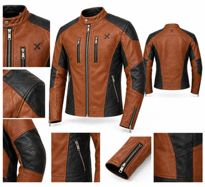 Veste de moto en cuir tendance |   Marron Noir Bourgogne Vert |   Fabricant OEM ODM |   Qualité de conception haut de gamme | - Product Image 6