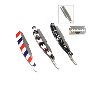 Wholesale Premium Stainless Steel Straight Edge Shaving Razor with Black Handle Custom Logo <b>Barber</b> Razor for Men - Product Image 1