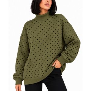 Sweat-shirt en molleton à col roulé à motif floral pour femme, manches longues, tissu doux et confortable, coupe ample et décontractée, style streetwear, hiver automne - Product Image 3