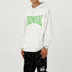 Sudadera con Capucha Blanca Treminal para Hombre, Talla Grande, de Algodón y Felpa, Estilo Casual Urbano, Corte Regular, con Logotipo Estampado en la Parte Delantera - Product Image 2