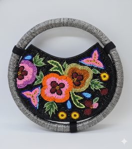 Pochette de soirée d'été bohème faite à la main avec perles florales, poignée ronde de luxe, sac à main vintage brodé pour femme, idéal pour mariage et fête - Product Image 2