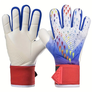 Gants de gardien de but de football personnalisés imprimés par sublimation, unisexes, antidérapants en silicone avec fermeture auto-agrippante, rouge, violet, bleu, blanc - Product Image 5