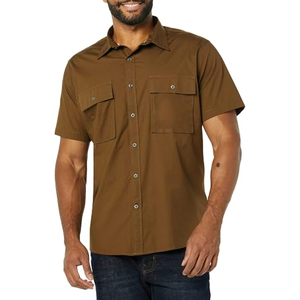 Camisa utilitaria de manga corta con corte estándar para hombre, camisa de trabajo con dos bolsillos y botones para uso casual, al aire libre, de viaje y diario - Product Image 4