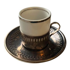 Handmade Metal Cup And Saucer Set For Kitchen Dining <b>Table</b> <b>Coffee</b> Tea Serving And Decorative Display - Product Image 1