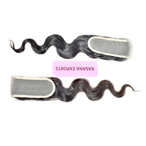 Cierre de encaje 2*6 de cabello humano Remy indio sin procesar, cutícula alineada, onda corporal, color negro natural, doble trama a máquina, 100 gramos - Product Image 2