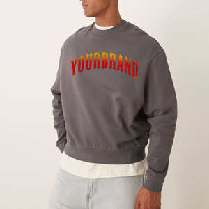 Sudadera Oversize con Cuello Redondo y Hombros Caídos, Sudadera Negra Unisex de Forro Polar con Cuello Redondo - Product Image 1