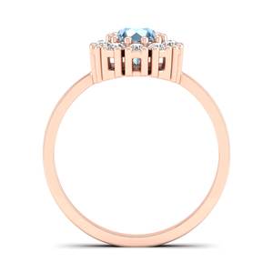 Anillos de compromiso REYES de oro rosa de 14 quilates macizo con gema de aguamarina de corte redondo de 0.5 quilates de alta calidad para mujer - Product Image 4