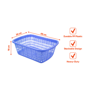 Panier de rangement rectangulaire en plastique PP durable, bac organisateur léger et empilable, robuste pour salle de bain, cuisine, maison - Product Image 2