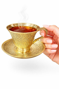 Tasse à thé en laiton artisanale de qualité supérieure avec un design traditionnel royal, élégante vaisselle en métal pour la maison, la salle à manger et le service du thé - Product Image 2