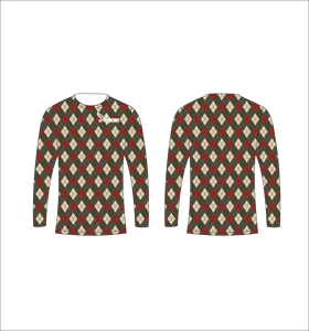 เสื้อเจอร์ซีย์แขนยาวแบบสั่งทำพิเศษ น้ำหนักเบา สำหรับนักกีฬา ลายอาร์ไกล์สีแดง เขียว และเบจ ผู้จำหน่ายเสื้อผ้าแบบขายส่ง - Product Image 1