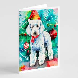 Cartes de vœux de Noël Bedlington Terrier lunatique Lot de 8 cartes de note vierges A7 taille 5x7 avec enveloppes - Product Image 1