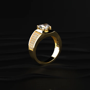 Anillo de Diamantes Solitario en Forma de Corazón de Alta Calidad con Banda Pavé, Anillo de Diamantes de Compromiso y Boda para Hombre, Claridad VVS-VS, IGI - Product Image 2