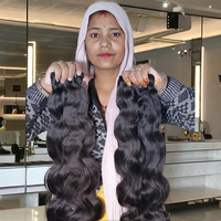 Vendeur bon marché Bodywave Couleur noire naturelle Remy 100% Extensions de cheveux humains vierges crus indiens non transformés
