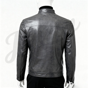 <b>Men</b>’s Black Leather <b>Jacket</b> Classic Streetwear <b>Biker</b> Coat OEM ODM Manufacturer Motorcycle Leather <b>Jacket</b> Zip Up Casual - Product Image 4