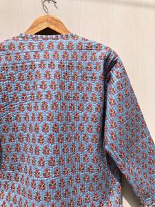 Nueva Chaqueta Reversible Acolchada de Algodón Tejido Transpirable con Estampado a Rayas y Estampado a Mano, Ideal para Fiestas, Regalo para Mujer, Venta al por Mayor - Product Image 2