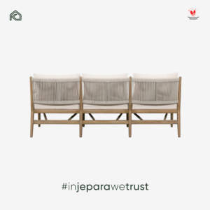 Premium Minimalist <b>Outdoor</b> Garden <b>Sofa</b> Solid Teak Frame Rope Backrest 3 Seater Eco-Friendly Waterproof Patio Resort Villa Hotel - Product Image 5
