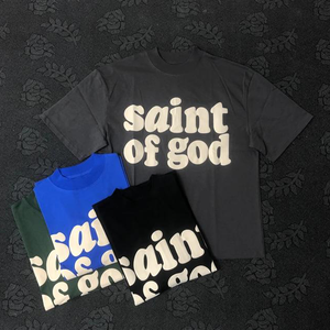 T-shirt à manches courtes unisexe personnalisé de haute qualité 100% coton logo à impression bouffante design uni et solide Option grande taille respirant pour hommes - Product Image 1