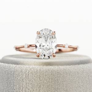 2 Carat Elongated Oval Diamond Nature Inspired <b>THIN</b> Engagement <b>Ring</b> in Yellow Gold , IGI Certified - Product Image 4