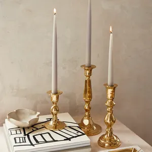 Premium Quality Gold Metal Candle Holder Home Decoration Pillar Candle Holder Fancy Candle Pillar <b>Candlestick</b> - Product Image 2