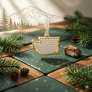 2026 Trending 10K <b>Solid</b> <b>Gold</b> Hip Hop Style Natural Stone Yellow <b>Gold</b> Plated Geometric Shape <b>Pendant</b> Necklace Washington Charm - Product Image 6