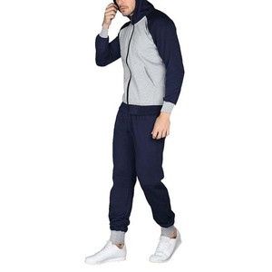 Survêtement pour homme gris et bleu marine à blocs de couleur, fermeture éclair intégrale, col montant, coupe décontractée, avec poches latérales, pour l'automne - Product Image 3