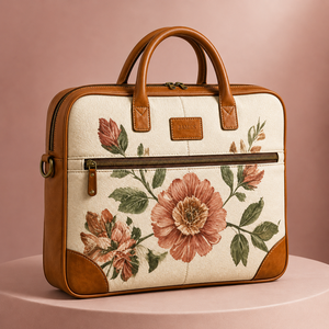 Floral Eco-Friendly Durable Jute Large Capacity <b>Laptop</b> <b>Backpack</b> Briefcase Convertible Business Bag Canvas Zipper Office College - Product Image 2