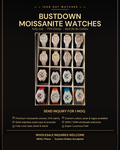 Montre Moissanite Iced Out Bustdown VVS Diamant Hip Hop Luxe Personnalisée Acier Inoxydable Vente en Gros Unisexe Étanche - Product Image 1