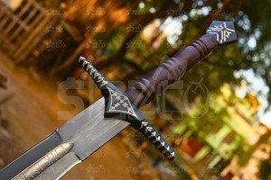 Espada Medieval de Fantasía, Hoja de Acero Inoxidable, Mango de Madera Envuelto en Cuero, Cuchillo Vikingo para Camping, Funda Decorativa, Regalo OEM - Product Image 6