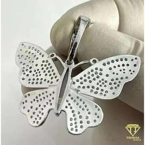Pendentif charme papillon en argent sterling 925 avec moissanite taille brillant rond, style hip-hop, cadeau unisexe - Product Image 4