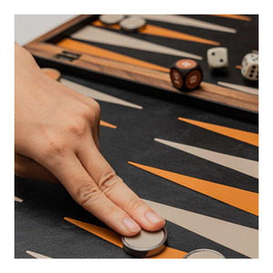 Handcrafted Wooden Backgammon Board Game <b>Set</b> With Leather Accents Dice And Playing Pieces Premium Strategy <b>Set</b> For Family Fun - Product Image 3