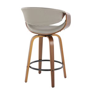 Mid-Century moderno sgabello da bancone serie sinfonia in noce e grigio finta pelle Set di 2 per sala da pranzo - Product Image 4