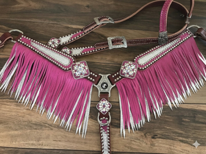 Hot Selling One Ear Hand Tooled Floral Braided <b>Beads</b> Design Premium Leather Headstall Breast Collar Tack <b>Set</b> - Product Image 2