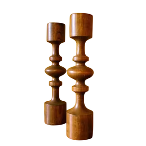 Ensemble de 2 chandeliers en bois, forme colonne, pour décoration de maison et de mariage, design conique, style vintage - Product Image 4