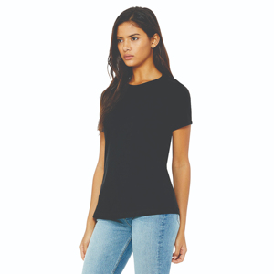 T-shirt personnalisable pour femme à coupe décontractée, manches courtes, en jersey avec appliques boutonnées, 32 fils simples, 4,2 oz, en coton argenté et fibre de bambou - Product Image 2