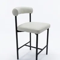 Tabouret de bar moderne, durable et léger en cuir, avec structure en métal noir, chaise de comptoir rembourrée pour cuisine, café, restaurant, bar à domicile
