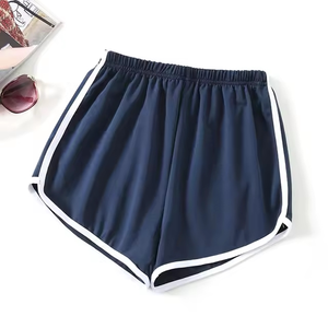 <b>Women's</b> Sporty <b>Shorts</b> With <b>White</b> Trim Elastic Waist Knitted Spandex Polyester Regular Fit Mid Waist Breathable - Product Image 3