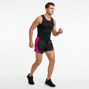 <b>Men's</b> Black <b>Pink</b> Color Blocked Sporty <b>Shorts</b> Elastic Waist Quick Dry Fabric <b>Short</b> <b>Shorts</b> - Product Image 6
