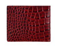 Dompet Kulit Asli Embos Croc Kustom Warna Merah dengan Logo Kustom Label Pribadi OEM Grosir Massal Kulit Mewah Ukuran Kecil