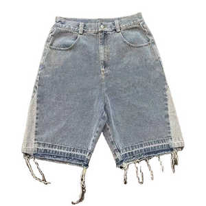 RNSHANGER Short en jean droit brodé bleu clair respirant taille mi-haute style urbain vintage pour homme grande taille 48 - Product Image 2