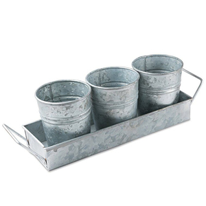 Wholesale Farmhouse Style Galvanized Metal 3-Piece Utensil Holder <b>Set</b> Powder-Coated Finish Storage Organizer In Reasonable Price - Product Image 1