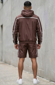 Ensemble 2 pièces pour homme, coupe-vent streetwear/100% nylon polyester, ensemble short et coupe-vent/ensemble short et sweat à capuche coupe-vent pour homme - Product Image 2